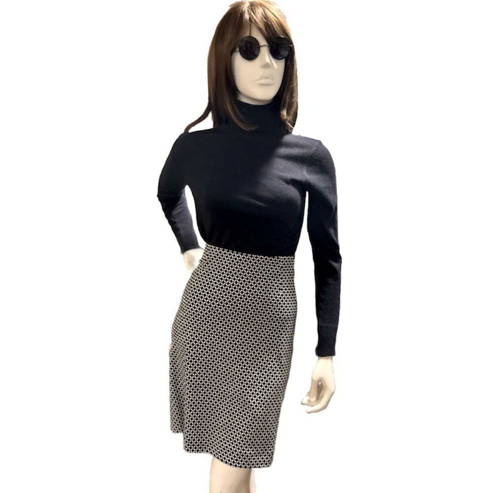 J Jill Ponte Black & White Geometric Skirt